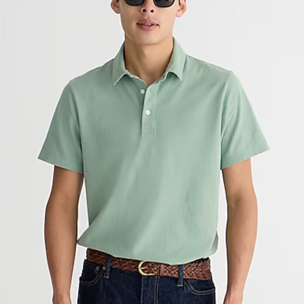 J. Crew Men's Soft Sueded Lightweight Cotton Polo Shirt Green Size M NWT
